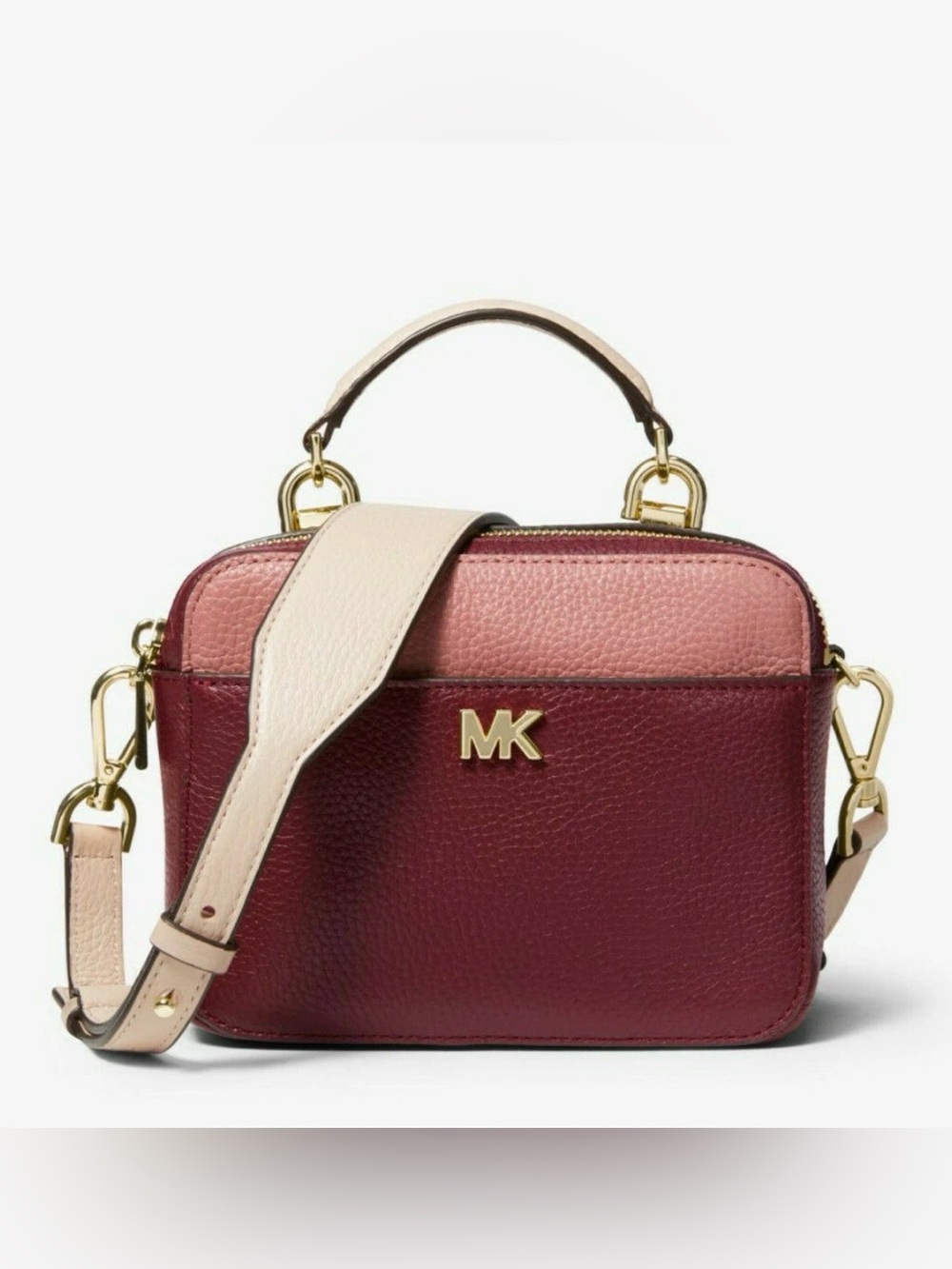 Michael Kors Mott Mini Color-Block Pebbled Leather Crossbody